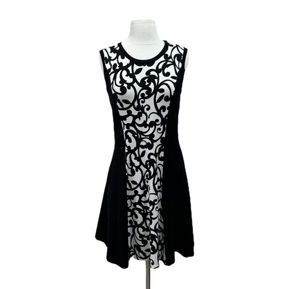 Black Knit Dress with Design Front Panel Size Medium - Picture 1 of 10
